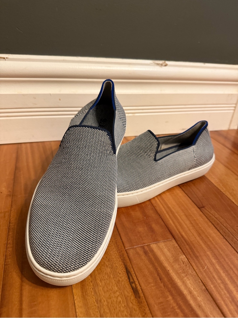 Rothy's Women's Slip-On Flats in Navy and White